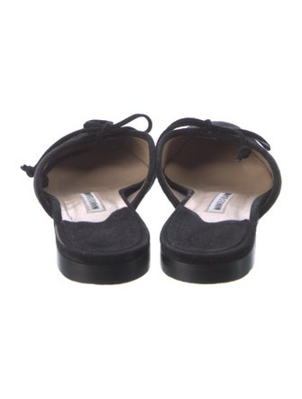 Manolo Blahnik Suede Bow Accents Mules