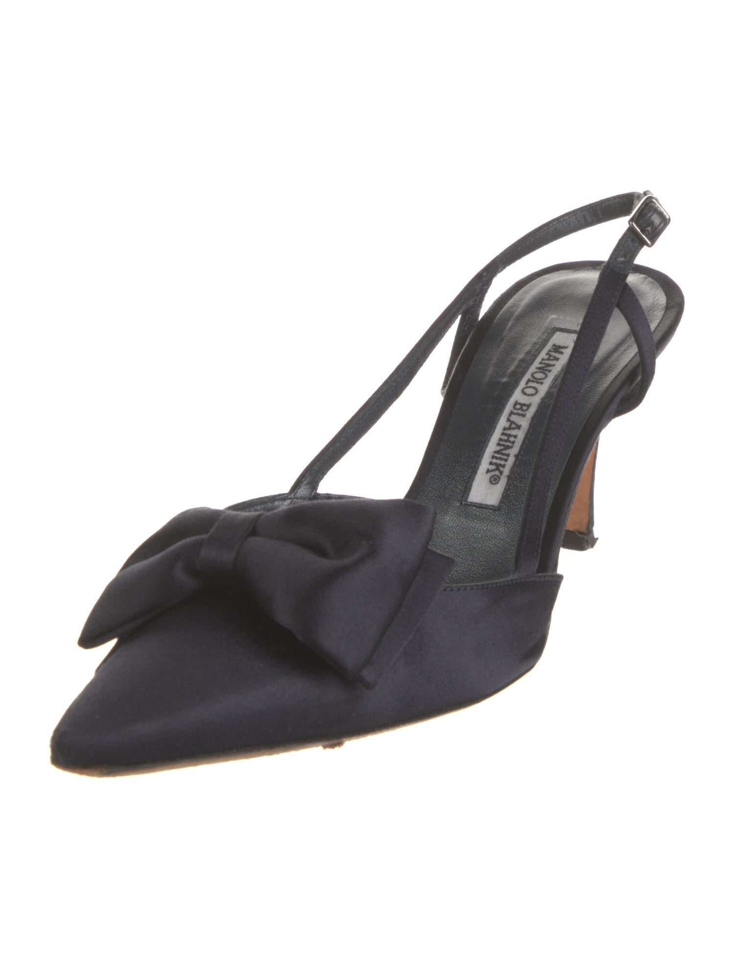 Manolo Blahnik Satin Bow Accents Slingback Pumps