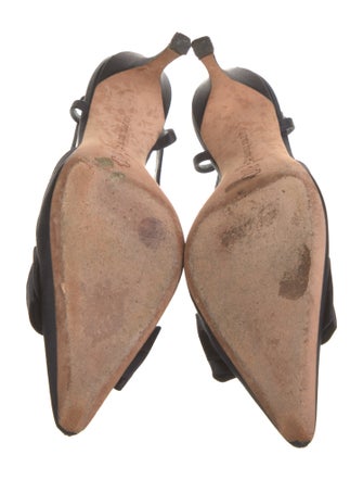 Manolo Blahnik Satin Bow Accents Slingback Pumps