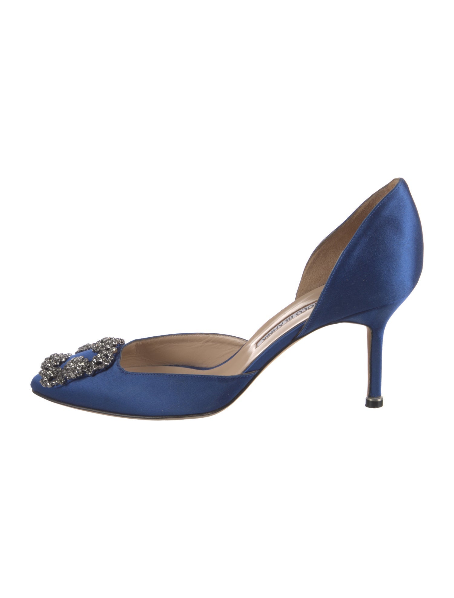 Manolo Blahnik Satin Crystal Embellishments D'Orsay Pumps