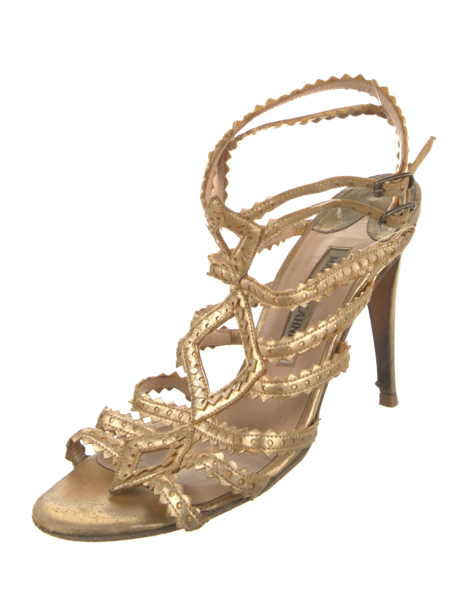 Manolo Blahnik Leather Animal Print Sandals
