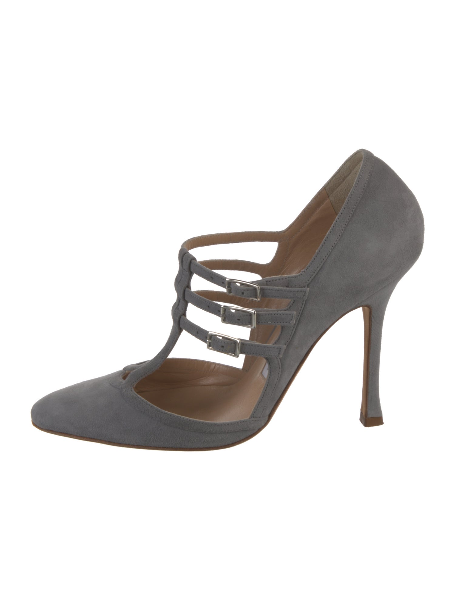 Manolo Blahnik Suede T-Strap Pumps