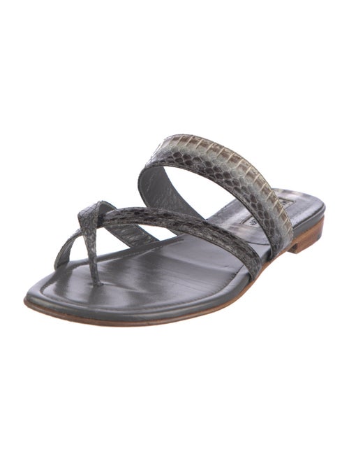 Manolo Blahnik Snakeskin Animal Print Slides