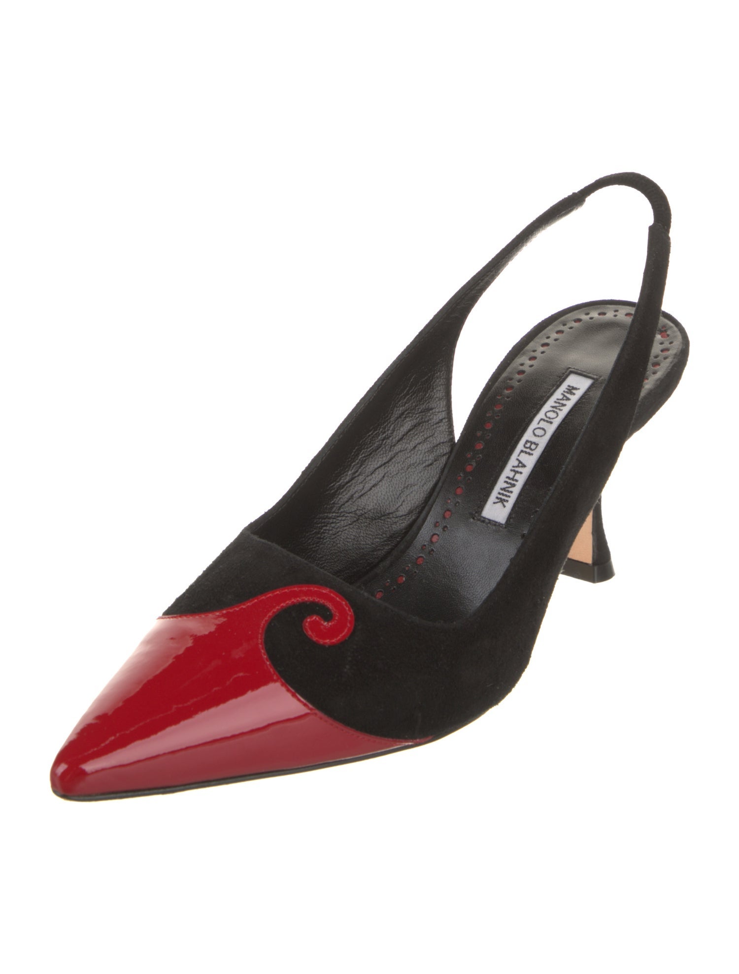 Manolo Blahnik Suede Colorblock Pattern Slingback Pumps