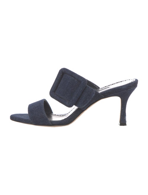 Manolo Blahnik Denim Slides