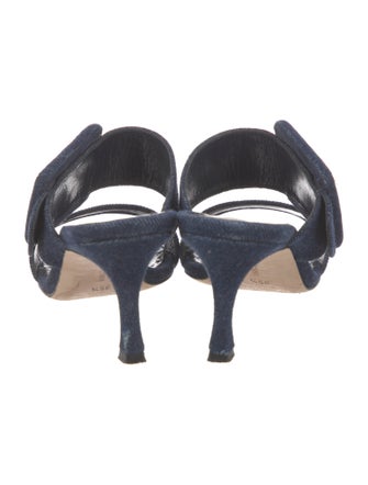 Manolo Blahnik Denim Slides