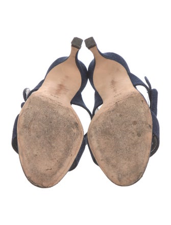 Manolo Blahnik Denim Slides