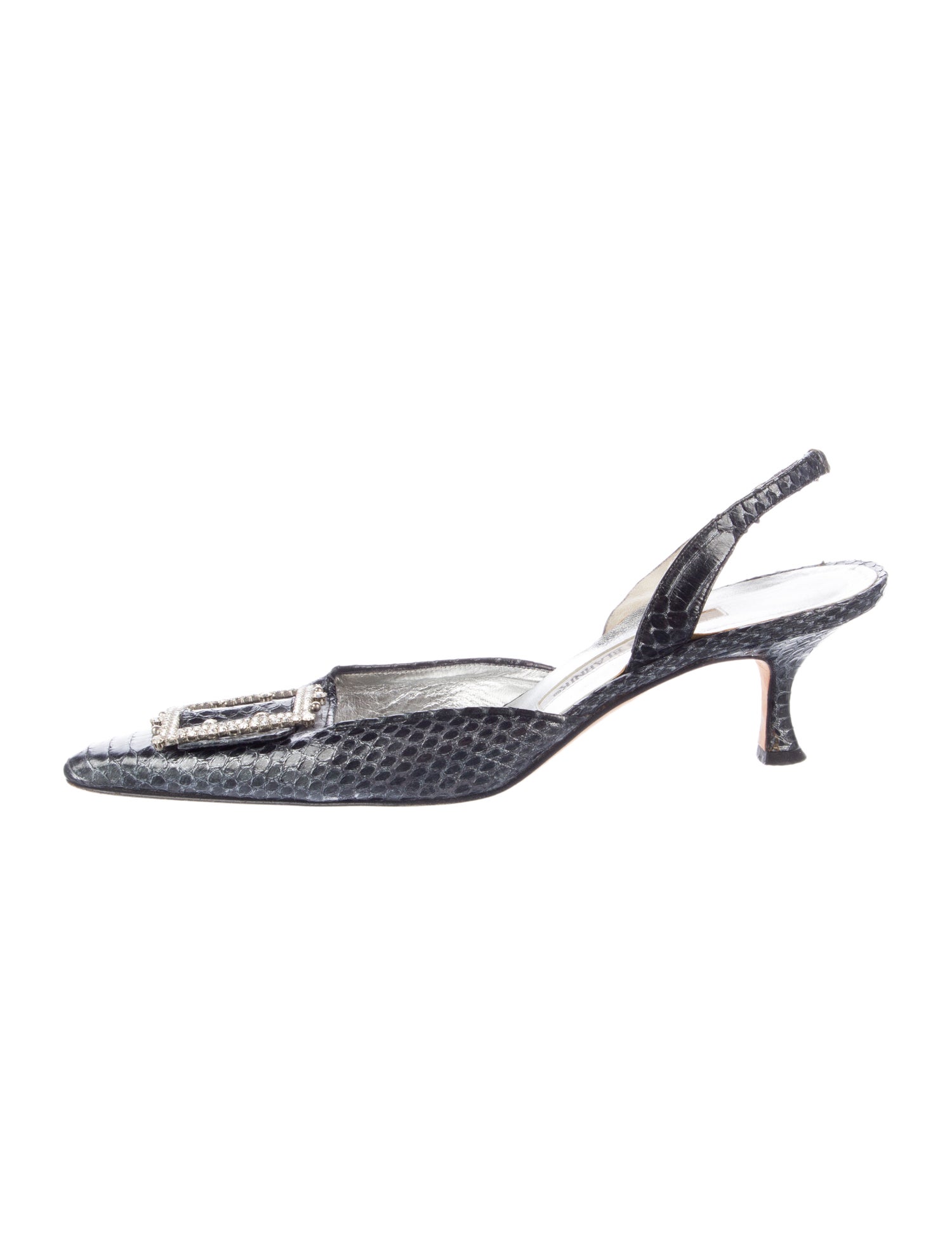 Manolo Blahnik Snakeskin Animal Print Slingback Pumps