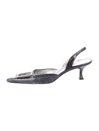 Manolo Blahnik Snakeskin Animal Print Slingback Pumps