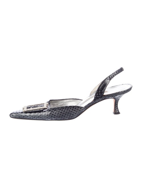 Manolo Blahnik Snakeskin Animal Print Slingback Pumps