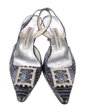 Manolo Blahnik Snakeskin Animal Print Slingback Pumps