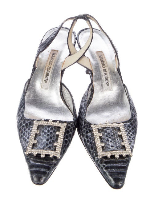 Manolo Blahnik Snakeskin Animal Print Slingback Pumps