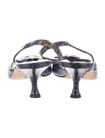 Manolo Blahnik Snakeskin Animal Print Slingback Pumps