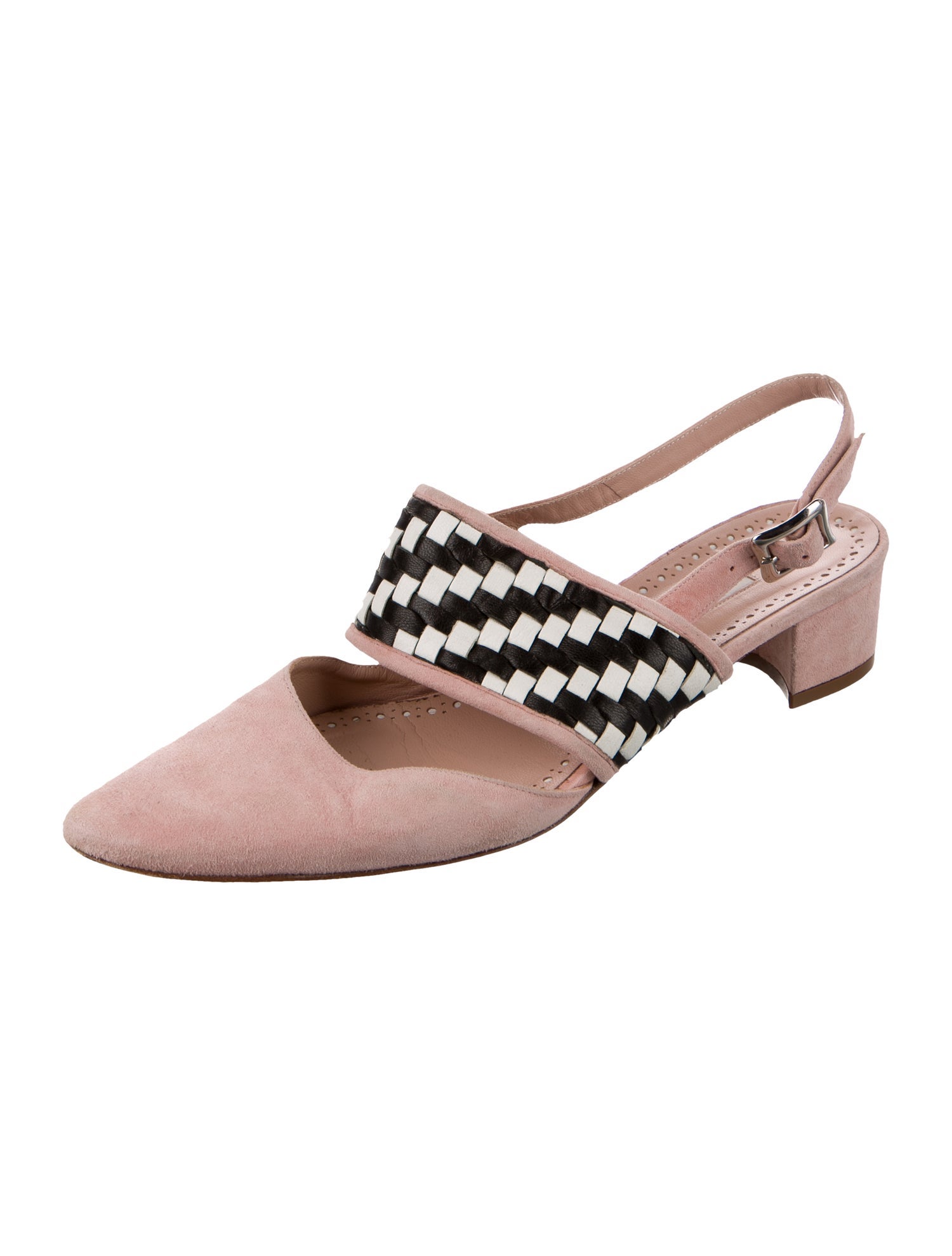 Manolo Blahnik Suede Printed Slingback Pumps