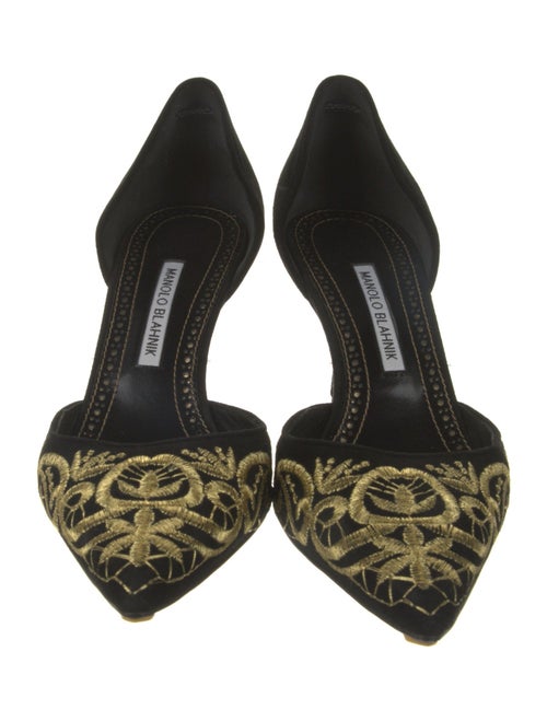 Manolo Blahnik Suede Printed D'Orsay Pumps