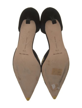 Manolo Blahnik Suede Printed D'Orsay Pumps