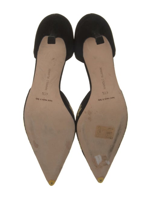 Manolo Blahnik Suede Printed D'Orsay Pumps
