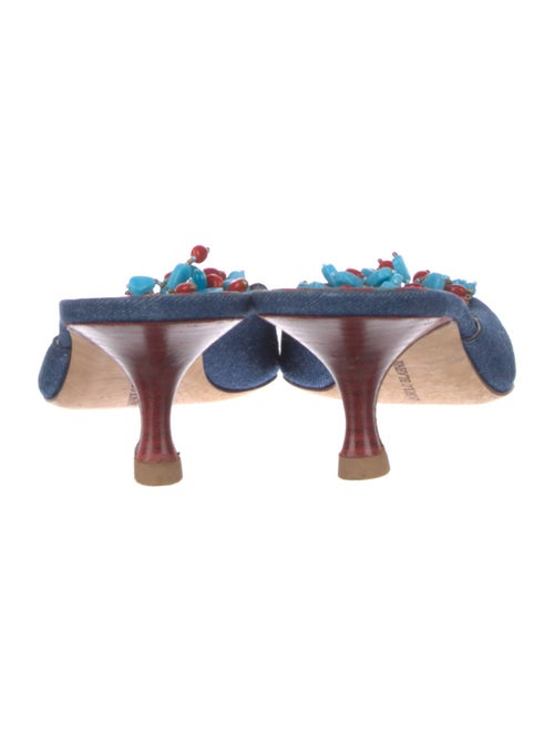 Manolo Blahnik Vorga Denim Mules