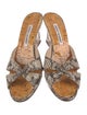 Manolo Blahnik Snakeskin Animal Print Slides