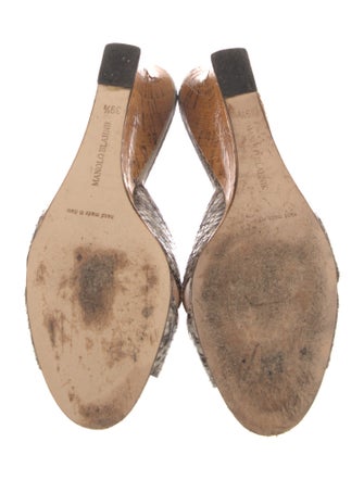 Manolo Blahnik Snakeskin Animal Print Slides