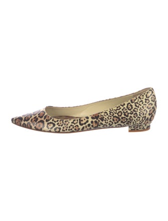 Manolo Blahnik Leather Animal Print Flats