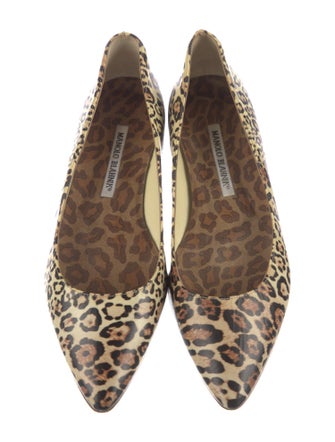 Manolo Blahnik Leather Animal Print Flats