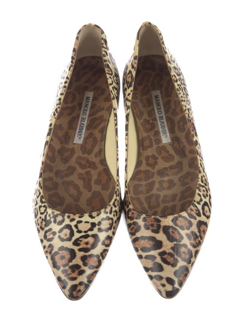 Manolo Blahnik Leather Animal Print Flats