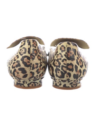 Manolo Blahnik Leather Animal Print Flats