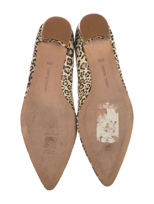Manolo Blahnik Leather Animal Print Flats