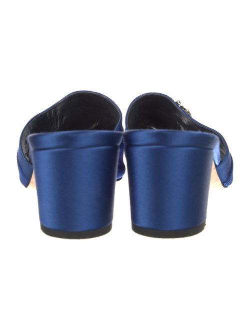 Manolo Blahnik Satin Crystal Embellishments Slides