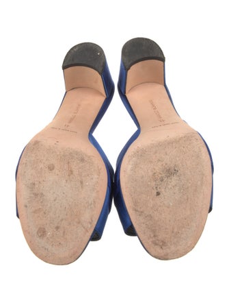 Manolo Blahnik Satin Crystal Embellishments Slides