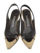 Manolo Blahnik Straw Bow Accents Slingback Pumps