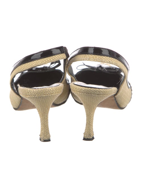 Manolo Blahnik Straw Bow Accents Slingback Pumps