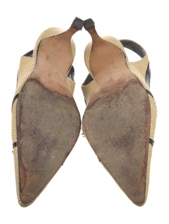 Manolo Blahnik Straw Bow Accents Slingback Pumps