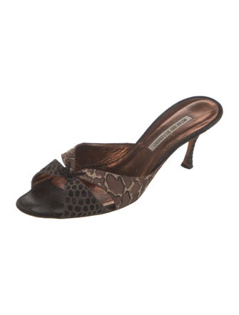 Manolo Blahnik Animal Print Slides