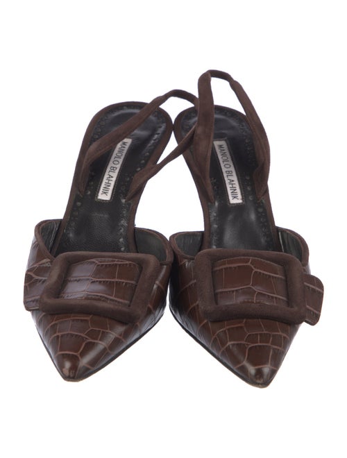 Manolo Blahnik Crocodile Animal Print Slingback Pumps