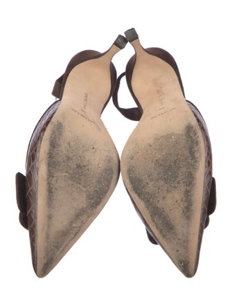 Manolo Blahnik Crocodile Animal Print Slingback Pumps