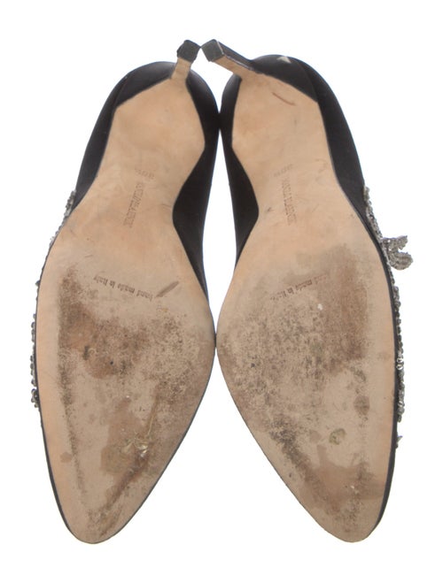 Manolo Blahnik Satin Beaded Accents Pumps