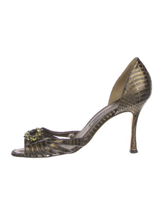 Manolo Blahnik Snakeskin Animal Print D'Orsay Pumps