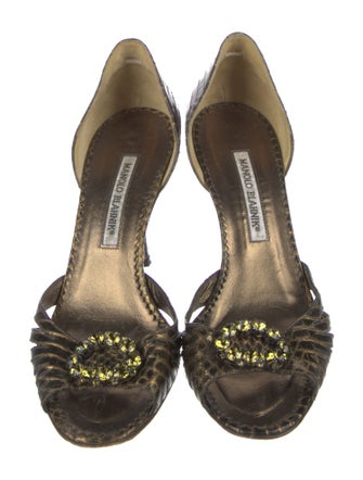 Manolo Blahnik Snakeskin Animal Print D'Orsay Pumps