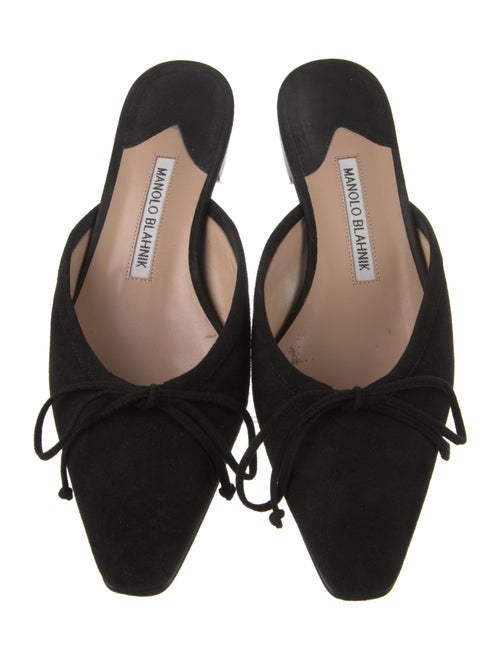 Manolo Blahnik Suede Bow Accents Mules