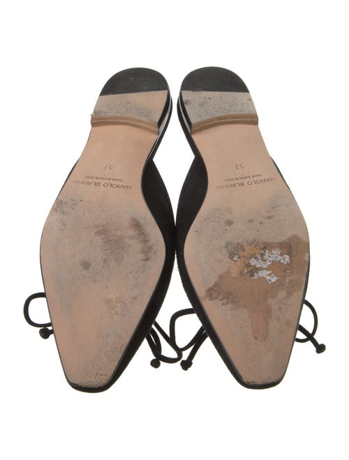 Manolo Blahnik Suede Bow Accents Mules