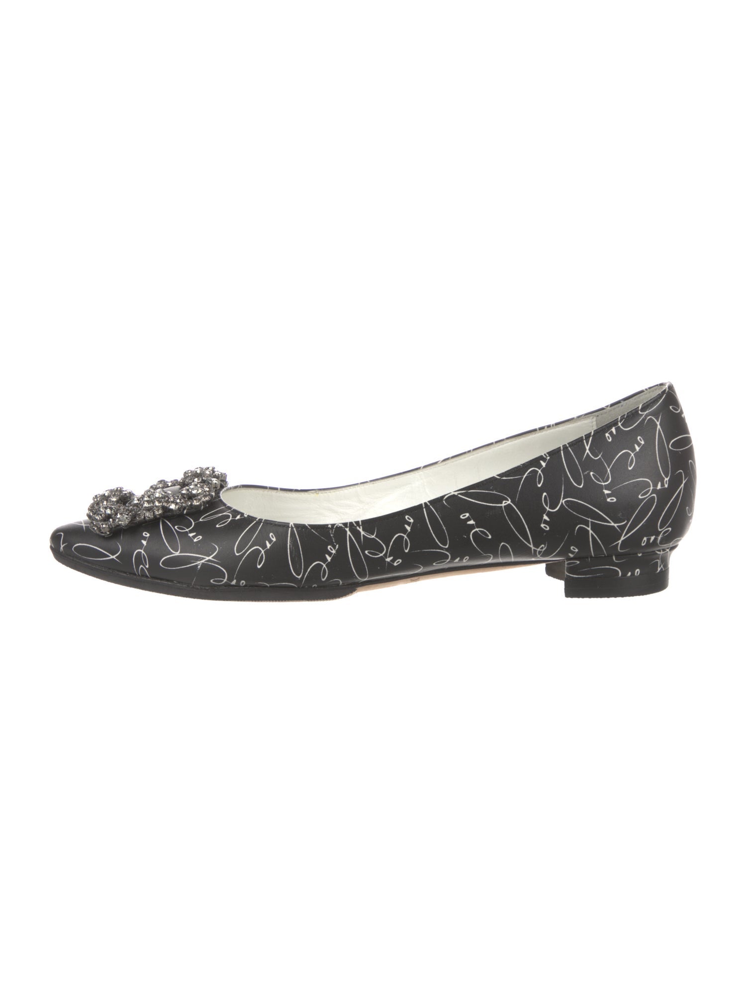 Manolo Blahnik Leather Printed Flats