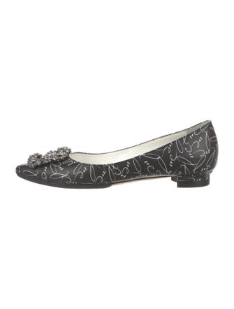 Manolo Blahnik Leather Printed Flats