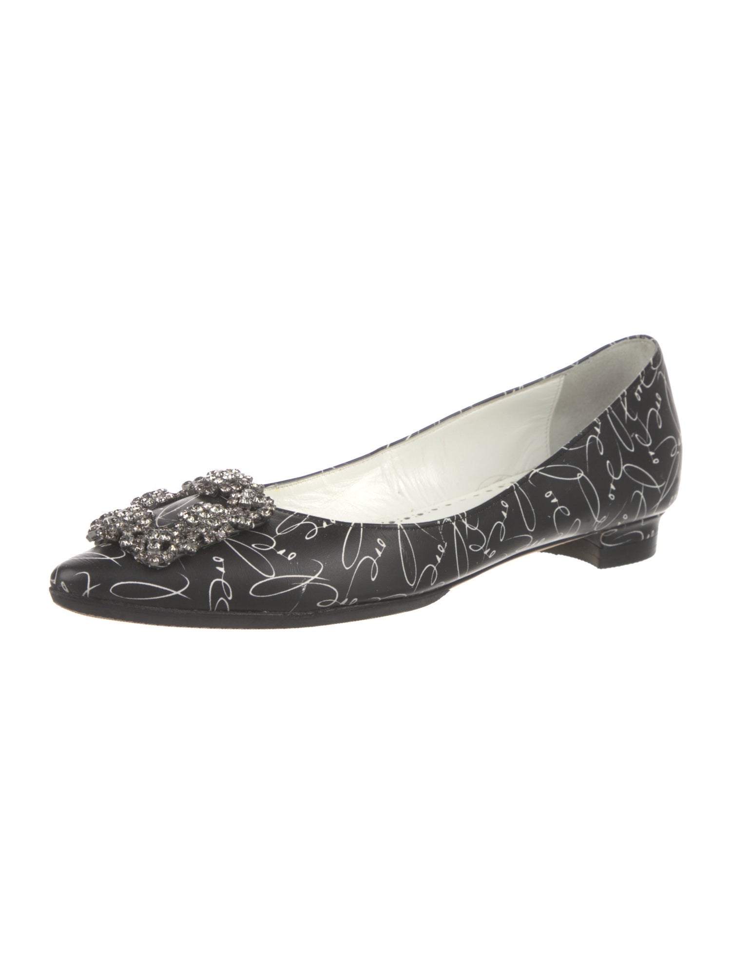 Manolo Blahnik Leather Printed Flats