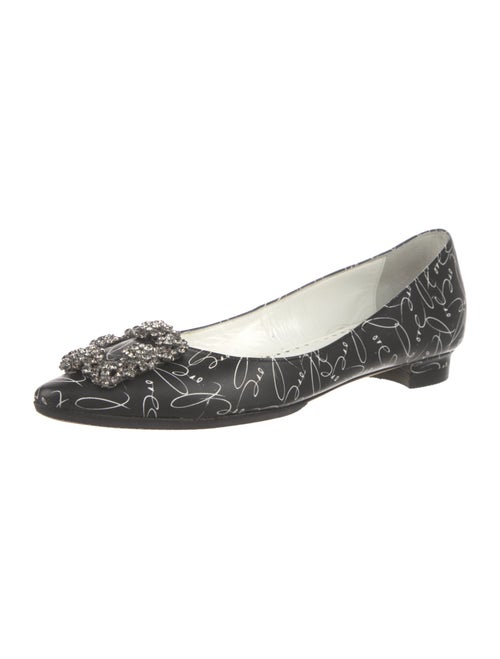 Manolo Blahnik Leather Printed Flats