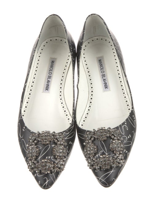 Manolo Blahnik Leather Printed Flats