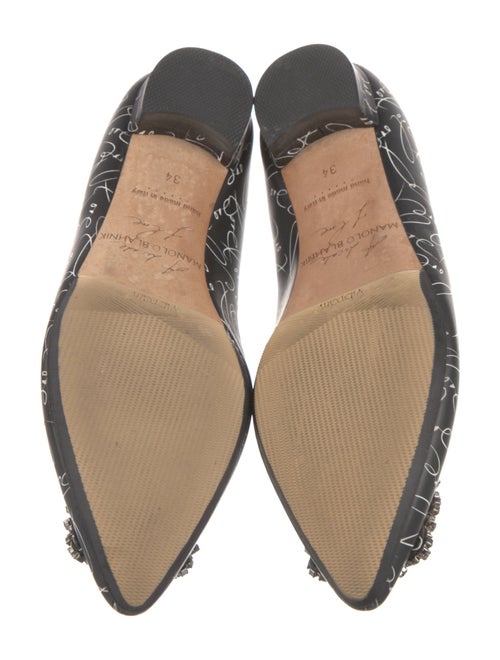 Manolo Blahnik Leather Printed Flats