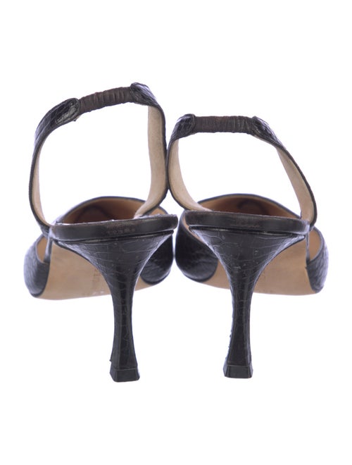 Manolo Blahnik Embossed Leather Animal Print Slingback Pumps