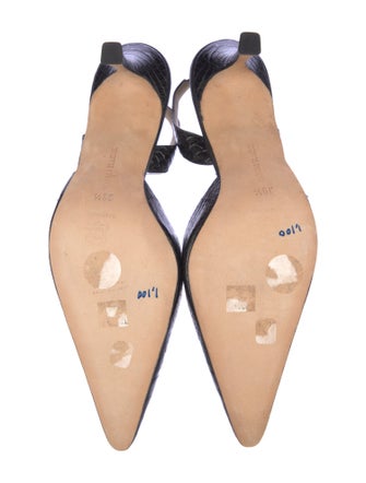 Manolo Blahnik Embossed Leather Animal Print Slingback Pumps